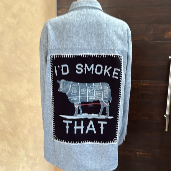 I'd Smoke That Blue Gray Shacket Size L - Picture 4 of 7